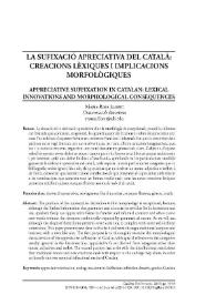 La sufixació apreciativa del català: creacions lèxiques i implicacions morfològiques / Maria-Rosa LLoret | Biblioteca Virtual Miguel de Cervantes