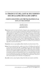 La traducció del cant 6è de l’«Odissea» des de la lingüística de corpus / Josep R. Guzman | Biblioteca Virtual Miguel de Cervantes