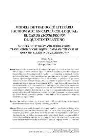 Models de traducció literària i audiovisual en català col·loquial: el cas de «Jackie Brown» de Quentin Tarantino / Dídac Pujol | Biblioteca Virtual Miguel de Cervantes