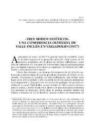 "Tres modos estéticos". Una conferencia olvidada de Valle-Inclán en Valladolid (1917) / Javier Serrano-Alonso | Biblioteca Virtual Miguel de Cervantes