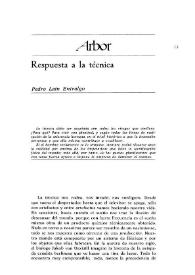 Respuesta a la técnica / Pedro Laín Entralgo | Biblioteca Virtual Miguel de Cervantes