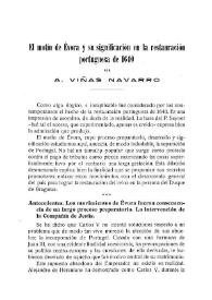 El motín de Évora y su significación en la restauración portuguesa de 1640 / Aurelio Viñas Navarro | Biblioteca Virtual Miguel de Cervantes