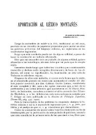 Aportación al léxico montañés / José María de Cossío | Biblioteca Virtual Miguel de Cervantes