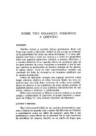 Sobre tres romances atribuidos a Quevedo / Ignacio Aguilera | Biblioteca Virtual Miguel de Cervantes