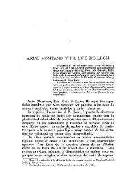 Arias Montano y Fray Luis de León / Francisco Cantera | Biblioteca Virtual Miguel de Cervantes
