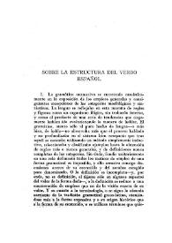 Sobre la estructura del verbo español / Emilio Alarcos Llorach | Biblioteca Virtual Miguel de Cervantes