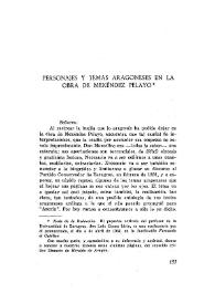 Personajes y temas aragoneses en la obra de Menéndez Pelayo / Luis Horno Liria | Biblioteca Virtual Miguel de Cervantes