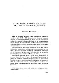 La "Floresta de varios romances" de López de Tortajada (¿1711?-1764) / Antonio Rodríguez-Moñino | Biblioteca Virtual Miguel de Cervantes