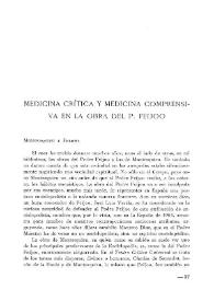Medicina crítica y medicina comprensiva en la obra del P. Feijoo / Juan Rof Carballo | Biblioteca Virtual Miguel de Cervantes