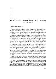 Hojas sueltas zaragozanas a la muerte de Felipe II / Arthur Lee-Francis, Askins | Biblioteca Virtual Miguel de Cervantes