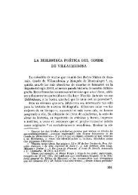 La biblioteca poética del conde de Villaumbrosa / Joaquín Forradellas | Biblioteca Virtual Miguel de Cervantes