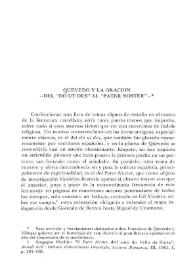 Quevedo y la oración. Del "do ut des" al "Pater noster" / José María Balcells | Biblioteca Virtual Miguel de Cervantes
