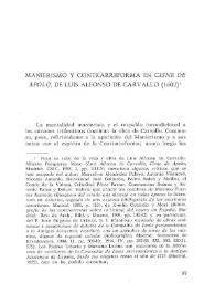 Manierismo y Contrarreforma en "Cisne de Apolo", de Luis Alfonso de Carvallo (1602) / José María González | Biblioteca Virtual Miguel de Cervantes