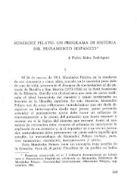 Menéndez Pelayo: un programa de historia del pensamiento hispánico / Ciriaco Morón Arroyo | Biblioteca Virtual Miguel de Cervantes