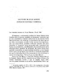 Las voces de Julio Maruri (notas de historia y poética) / Javier San José Lera | Biblioteca Virtual Miguel de Cervantes