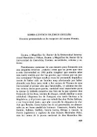 Sobre "Cántico" de Jorge Guillén. Discurso pronunciado en la recepción del mismo Premio / José Manuel Blecua | Biblioteca Virtual Miguel de Cervantes
