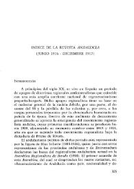 Índice de la revista "Andalucía" (junio 1916-diciembre 1917) / Carmen de Urioste | Biblioteca Virtual Miguel de Cervantes