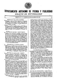 Boletín de Información. Departamento Autónomo de Publicidad y Propaganda [México]. Viernes 22 de octubre de 1937 | Biblioteca Virtual Miguel de Cervantes