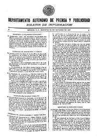 Boletín de Información. Departamento Autónomo de Publicidad y Propaganda [México]. Domingo 24 de octubre de 1937 | Biblioteca Virtual Miguel de Cervantes