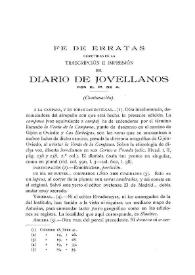 Fe de erratas cometidas en la transcripción e impresión del "Diario" de Jovellanos (Continuación) / por el P. de A.  | Biblioteca Virtual Miguel de Cervantes