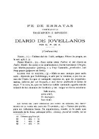 Fe de erratas cometidas en la transcripción e impresión del "Diario" de Jovellanos (Continuación) / por el P. de A.  | Biblioteca Virtual Miguel de Cervantes