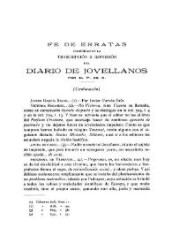 Fe de erratas cometidas en la transcripción e impresión del "Diario" de Jovellanos (Continuación) / P. De A. | Biblioteca Virtual Miguel de Cervantes