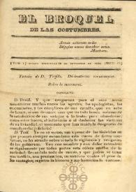 El Broquel de las Costumbres. Tomo I, núm. 18, miércoles 10 de septiembre de 1834 | Biblioteca Virtual Miguel de Cervantes