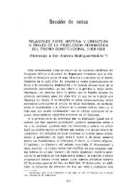 Relaciones entre historia y literatura a través de la producción periodística del trienio constitucional (1820-1823). (Homenaje a don Antonio Rodríguez-Moñino)  / Albert Dérozier  | Biblioteca Virtual Miguel de Cervantes