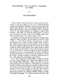 Surgimiento de la crítica literaria en Cuba / por Salvador Bueno | Biblioteca Virtual Miguel de Cervantes