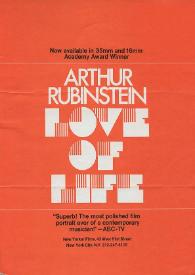 Arthur Rubinstein Love of Life | Biblioteca Virtual Miguel de Cervantes