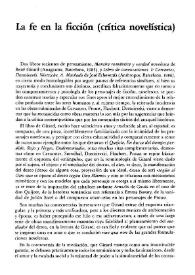 La fe en la ficción (crítica novelística) / Eduardo Tijeras | Biblioteca Virtual Miguel de Cervantes