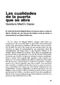 Las cualidades de la puerta que se abre / Gustavo Martín Garzo | Biblioteca Virtual Miguel de Cervantes
