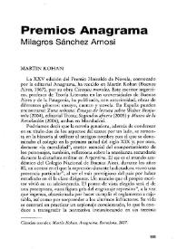 Premios Anagrama / Milagros Sánchez Arnosi | Biblioteca Virtual Miguel de Cervantes