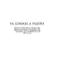Ya conoces a Paquita / Carlos Arniches | Biblioteca Virtual Miguel de Cervantes