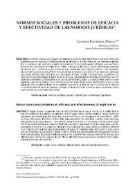Normas sociales y problemas de eficacia y efectividad de las normas jurídicas / Carolina Fernández Blanco | Biblioteca Virtual Miguel de Cervantes