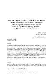 Autoritat, opinió i mobilització a l'Oriola del Trienni. Una aproximació als significats del liberalisme / Jesús Millán | Biblioteca Virtual Miguel de Cervantes