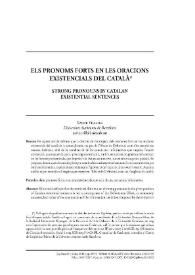 Els pronoms forts en les oracions existencials del català

 / Xavier Villalba | Biblioteca Virtual Miguel de Cervantes