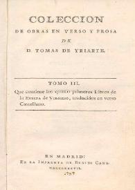 Colección de obras en verso y prosa de D. Tomas de Yriarte. Tomo III | Biblioteca Virtual Miguel de Cervantes