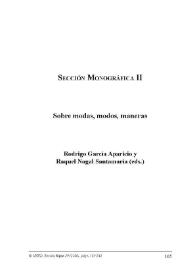 Modas, modos, maneras. Presentación / Rodrigo García Aparicio y Raquel Nogal Santamaría | Biblioteca Virtual Miguel de Cervantes