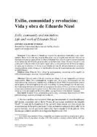 Exilio, comunidad y revolución. Vida y obra de Eduardo Nicol / Arturo Aguirre Moreno | Biblioteca Virtual Miguel de Cervantes