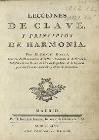 Lecciones de clave, y principios de harmonia | Biblioteca Virtual Miguel de Cervantes