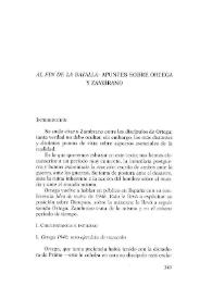 "Al fin de la batalla": Apuntes sobre Ortega y Zambrano / José Ignacio Eguizábal | Biblioteca Virtual Miguel de Cervantes