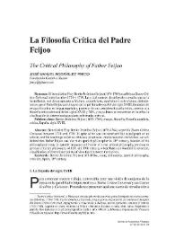 La filosofía crítica del Padre Feijoo | Biblioteca Virtual Miguel de Cervantes