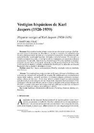 Vestigios hispánicos de Karl Jaspers (1920-1939) / F. Xavier Vall Solaz | Biblioteca Virtual Miguel de Cervantes