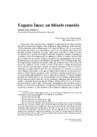 Eugenio Ímaz: un filósofo reunido / Ramón Ímaz Franco | Biblioteca Virtual Miguel de Cervantes