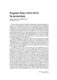 Eugenio Trías (1942-2013). In memoriam / José Manuel Martínez Poulet | Biblioteca Virtual Miguel de Cervantes