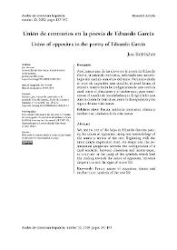 Unión de contrarios en la poesía de Eduardo García / Jon Kortazar | Biblioteca Virtual Miguel de Cervantes