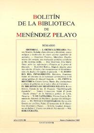 Boletín de la Biblioteca de Menéndez Pelayo. Año LXXVIII, enero-diciembre 2002 | Biblioteca Virtual Miguel de Cervantes