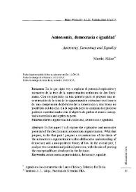 Autonomía, democracia e igualdad / Martín Aldao | Biblioteca Virtual Miguel de Cervantes