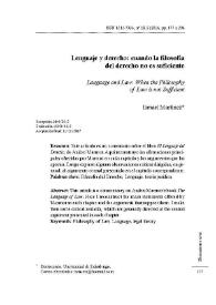 Lenguaje y derecho: cuando la filosofía del derecho no es suficiente / Ismael Martínez | Biblioteca Virtual Miguel de Cervantes